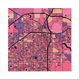 Lubbock Map Pattern in Purple & Pink Posters and Art